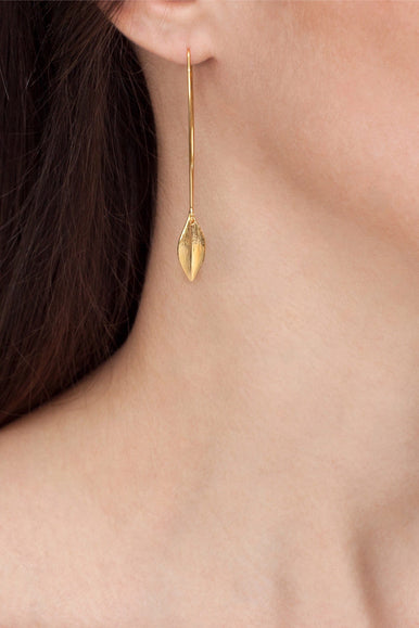 Leaf Earrings Long | 22ct Gold Plate