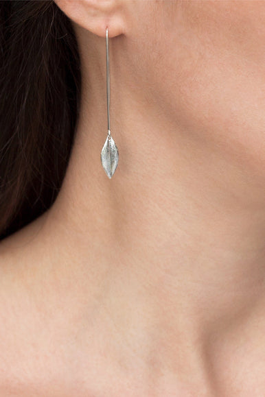 Leaf Earrings Long | Sterling